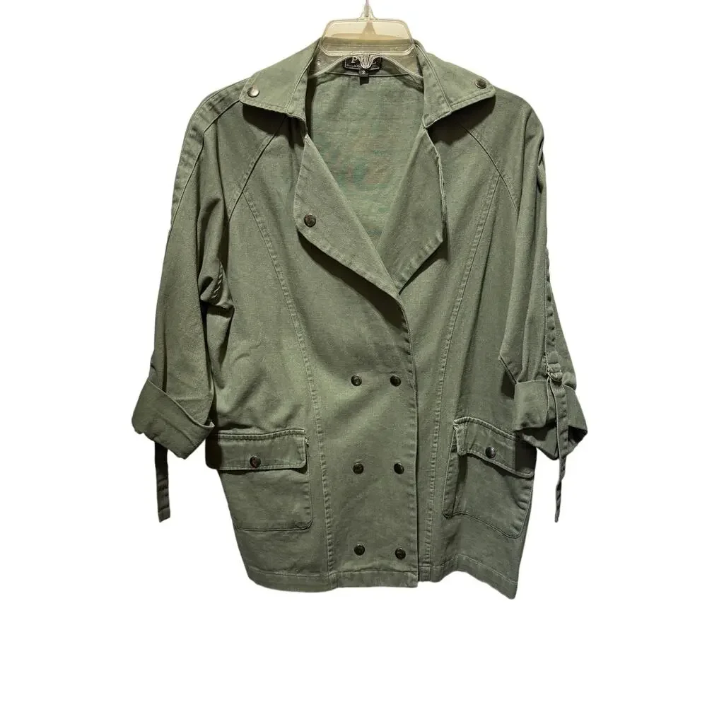 POL Double Breasted Adjustable Sleeve Lightweight Jacket Size S